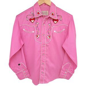 Rockmount Ranch Wear Hearts and floral vines Long Sleeve Button-Up Women's 14
